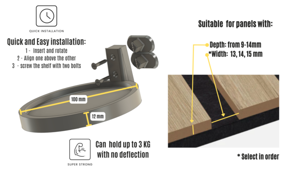 Acoustic Panels Shelf - No Drill Installation